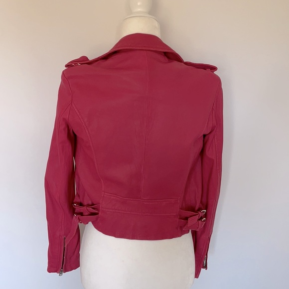 Iro Hot Pink Leather Jacket Size 0 - Picture 5 of 7